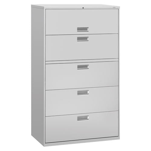 Brigade 600 Series Lateral File, 4 Legal/Letter-Size File Drawers, 1 Roll-Out File Shelf, Light Gray, 42" x 18" x 64.25"-(HON695LQ)