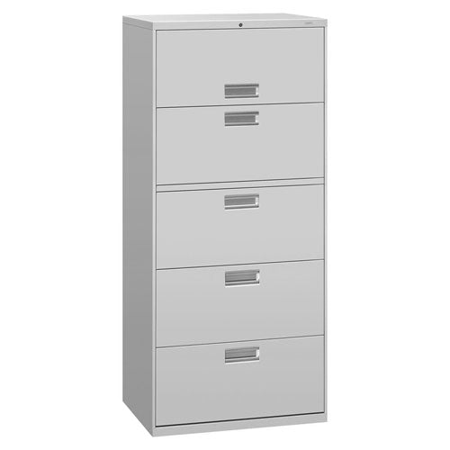 Brigade 600 Series Lateral File, 4 Legal/Letter-Size File Drawers, 1 File Shelf, 1 Post Shelf, Light Gray, 30" x 18" x 64.25"-(HON675LQ)