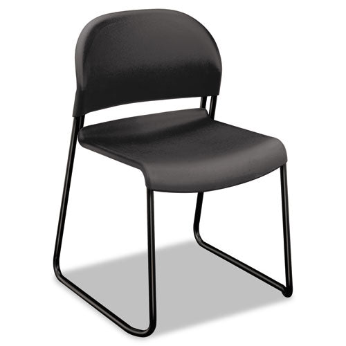 GuestStacker High Density Chairs, Supports Up to 300 lb, 17.5" Seat Height, Lava Seat, Lava Back, Black Base, 4/Carton-(HON4031LAT)