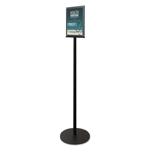 Double-Sided Magnetic Sign Display, 8.5 x 11 Insert, 56" Tall, Clear/Black-(DEF692056)