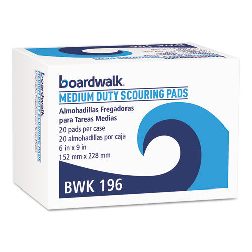 Medium Duty Scour Pad, 6 x 9, Green, 20/Carton-(BWK196)