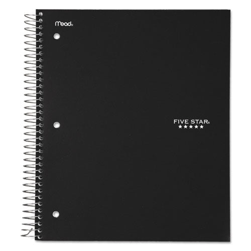 Wirebound Notebook with Four Pockets, 3-Subject, Medium/College Rule, Black Cover, (150) 11 x 8.5 Sheets-(MEA72069)