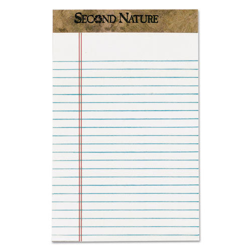 Second Nature Premium Recycled Ruled Pads, Narrow Rule, 50 White 5 x 8 Sheets, Dozen-(TOP74005)
