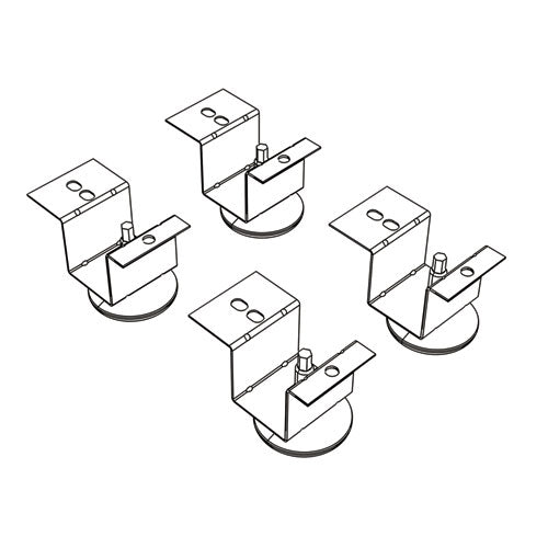 Brigade Pedestal Adjustable Glides, Rigid Mount Plate, 2" x 2" Glide, Black, 4/Set-(HON20040AG)