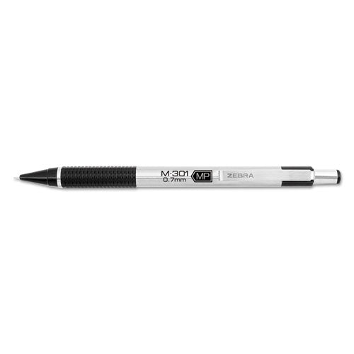 M-301 Mechanical Pencil, 0.7 mm, HB (#2.5), Black Lead, Steel/Black Accents Barrel-(ZEB54310)