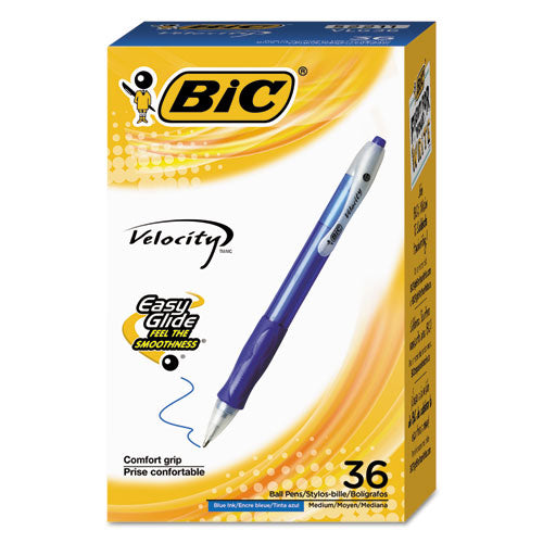 Velocity Easy Glide Ballpoint Pen Value Pack, Retractable, Medium 1 mm, Blue Ink, Blue Barrel, 36/Pack-(BICVLG361BE)