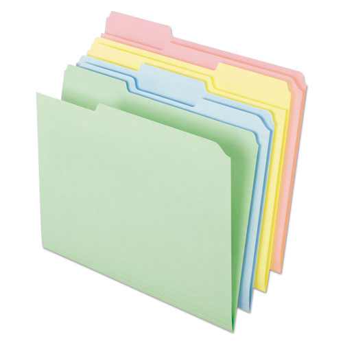 Pastel Colored File Folders, 1/3-Cut Tabs: Assorted, Letter Size, Assorted Colors, 100/Box-(PFXC2113PASR)