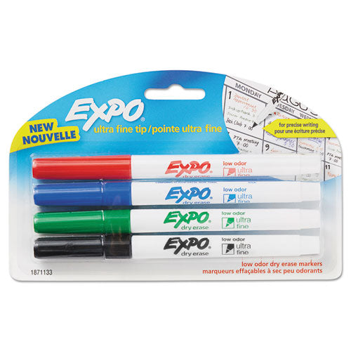 Low-Odor Dry-Erase Marker, Extra-Fine Needle Tip, Assorted Colors, 4/Pack-(SAN1871133)