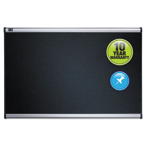 Prestige Black Embossed Foam Bulletin Board, 48 x 36, Black Surface, Silver Aluminum/Plastic Frame-(QRTB344A)