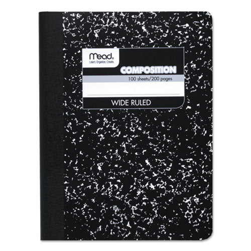 Composition Book, Wide/Legal Rule, Black Cover, (100) 9.75 x 7.5 Sheets-(MEA09910)