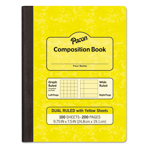 Composition Book, Wide/Legal Rule, Yellow Cover, (100) 9.75 x 7.5 Sheets-(PACMMK37163)