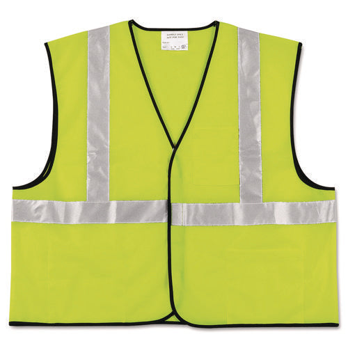 Class 2 Safety Vest, Polyester, 2X-Large, Fluorescent Lime with Silver Stripe-(CRWVCL2SLXL2)