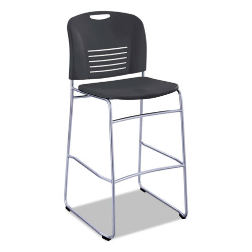 Vy Sled Base Bistro Chair, Supports Up to 350 lb, 30.5" Seat Height, Black Seat, Black Back, Silver Base-(SAF4295BL)