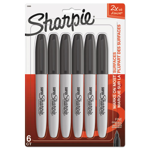 Super Permanent Marker, Fine Bullet Tip, Black, 6/Pack-(SAN33666PP)