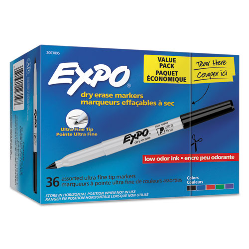 Low-Odor Dry Erase Marker Office Value Pack, Extra-Fine Needle Tip, Assorted Colors, 36/Pack-(SAN2003895)