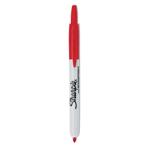 Retractable Permanent Marker, Fine Bullet Tip, Red-(SAN32702)