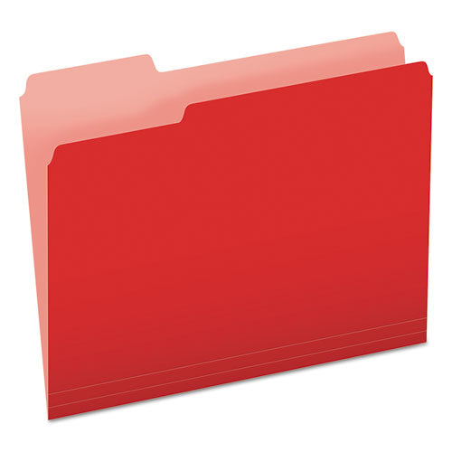 Colored File Folders, 1/3-Cut Tabs: Assorted, Letter Size, Red/Light Red, 100/Box-(PFX15213RED)