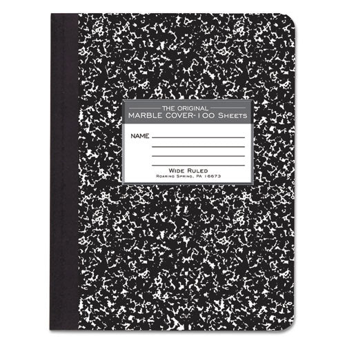 Marble Cover Composition Book, Wide/Legal Rule, Black Marble Cover, (100) 9.75 x 7.5 Sheets-(ROA77230)