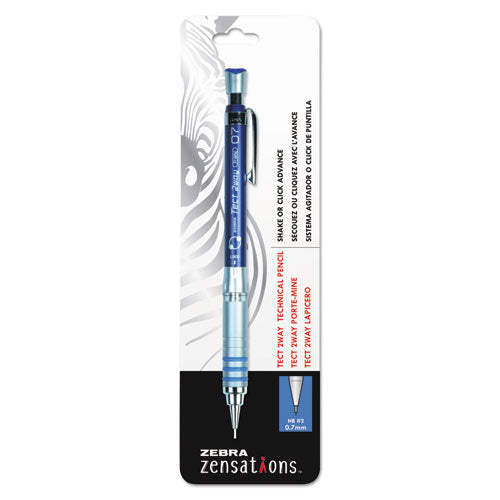 Zensations Tect 2way 1000 Technical Pencil, 0.7 mm, HB (#2), Black Lead, Blue Barrel-(ZEB06211)