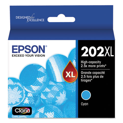 T202XL220-S (202XL) Claria High-Yield Ink, 470 Page-Yield, Cyan-(EPST202XL220S)