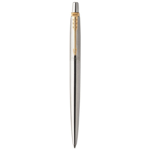 Jotter Gel Pen, Retractable, Medium 0.7 mm, Black Ink, Stainless Steel Barrel-(PAR2020647)