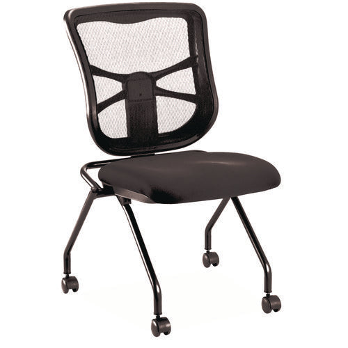 Alera Elusion Mesh Nesting Chairs, Supports Up to 275 lb, 18.1" Seat Height, Black Seat, Black Back, Black Base, 2/Carton-(ALEEL4915)