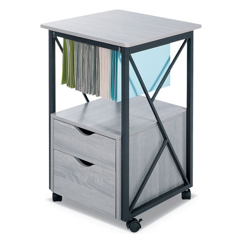 Mood Storage Pedestals with Open-Format Hanging File Rack, Left or Right, 2 Drawers: Box/File, Gray, 17.75" x 17.75" x 30"-(SAF1906GR)