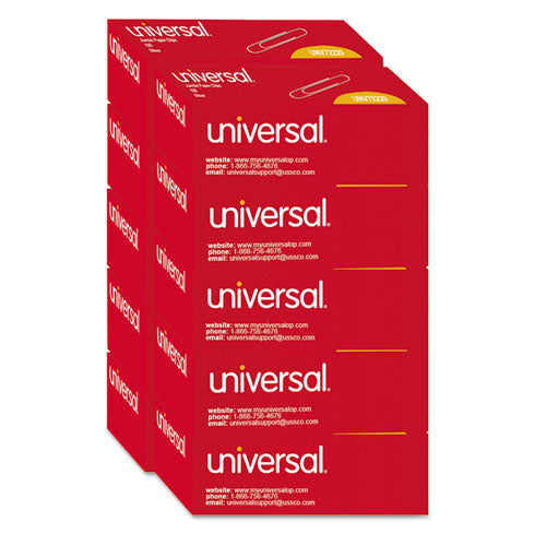 Paper Clips, Jumbo, Smooth, Silver, 100 Clips/Box, 10 Boxes/Pack-(UNV72220)