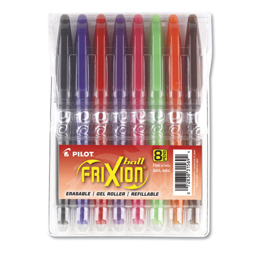 FriXion Ball Erasable Gel Pen, Stick, Fine 0.7 mm, Assorted Ink and Barrel Colors, 8/Pack-(PIL31569)