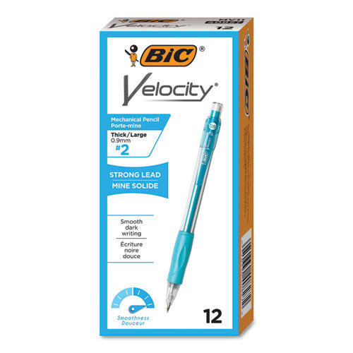 Velocity Original Mechanical Pencil, 0.9 mm, HB (#2.5), Black Lead, Turquoise Barrel, Dozen-(BICMV11BK)