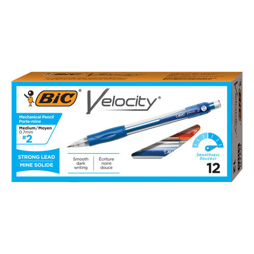 Velocity Original Mechanical Pencil, 0.7 mm, HB (#2.5), Black Lead, Blue Barrel, Dozen-(BICMV711BK)