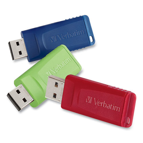 Store n Go USB Flash Drive, 4 GB, Assorted Colors, 3/Pack-(VER97002)