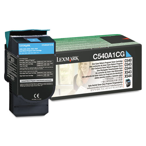 C540A1CG Return Program Toner, 1,000 Page-Yield, Cyan-(LEXC540A1CG)