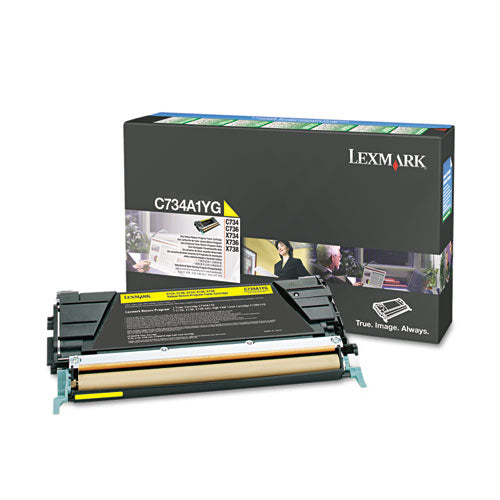 C734A1YG Return Program Toner, 6,000 Page-Yield, Yellow-(LEXC734A1YG)