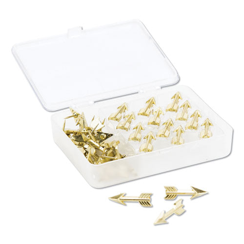 Fashion Push Pins, Steel, Gold, 0.38", 36/Pack-(UBR3083U0624)
