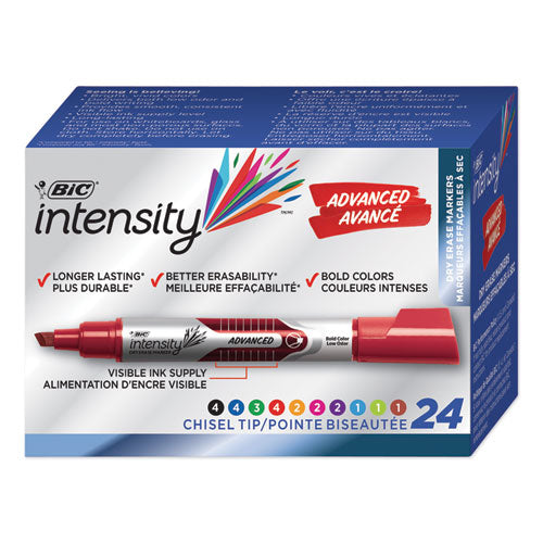Intensity Advanced Dry Erase Marker, Tank-Style, Broad Chisel Tip, Assorted Colors, 24/Pack-(BICGELITP241AST)