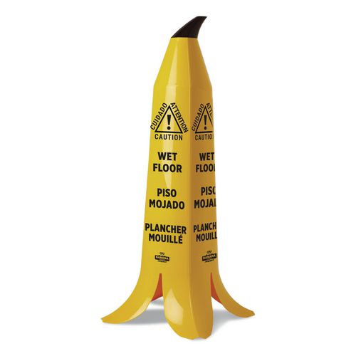Banana Wet Floor Cones, 14.25 x 14.25 x 36.75, Yellow/Brown/Black-(IMPB1101)
