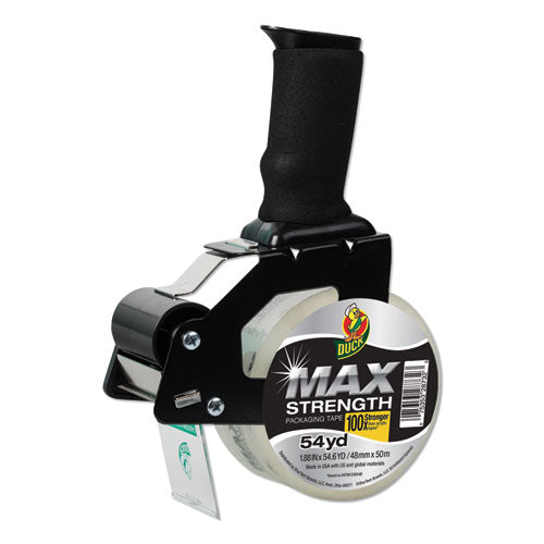 MAX Packaging Tape with Pistol Grip Dispenser, 3" Core, 1.88" x 54.6 yds, Crystal Clear-(DUC284984)