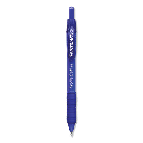 Profile Gel Pen, Retractable, Medium 0.7 mm, Blue Ink, Translucent Blue Barrel, Dozen-(PAP2095472)