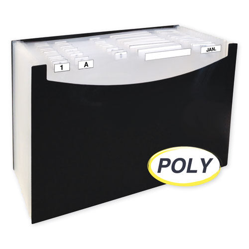 21-Pocket Stand-Up Design Expanding File, 12" Expansion, 21 Sections, 1/5-Cut Tabs, Legal Size, Black-(CLI48221)