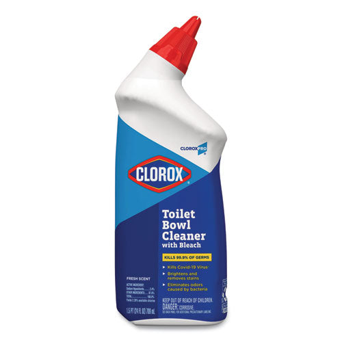 Toilet Bowl Cleaner with Bleach, Fresh Scent, 24 oz Bottle, 12/Carton-(CLO00031CT)