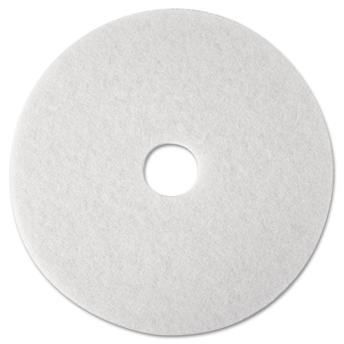 Low-Speed Super Polishing Floor Pads 4100, 12" Diameter, White, 5/Carton-(MMM08476)