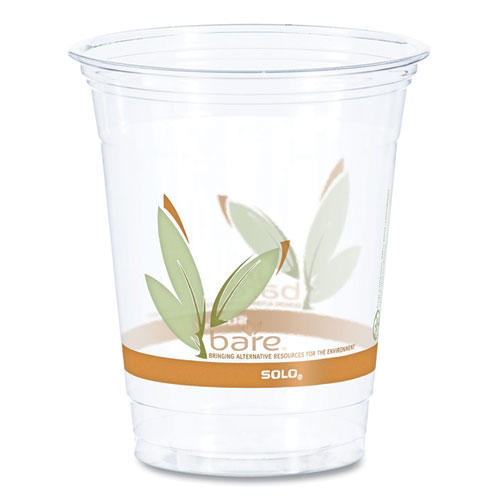 Bare Eco-Forward RPET Cold Cups, 12 oz to 14 oz, Leaf Design, Clear, Squat, 50/Pack, 20 Packs/Carton-(DCCRTP12BARECT)
