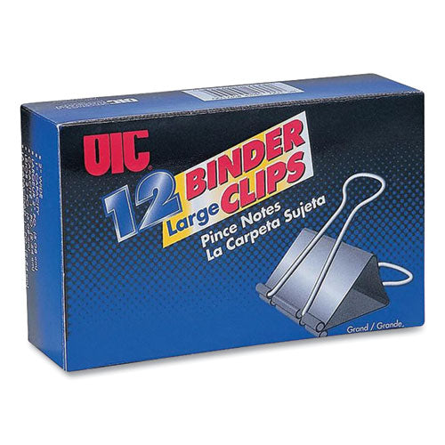 Binder Clips, Large, Black/Nickel, 12/Box-(OIC99100)