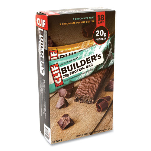 Builders Protein Bar, Chocolate Mint/Chocolate Peanut Butter, 2.4 oz Bar, 18 Bars/Box, Ships in 1-3 Business Days-(GRR22000543)