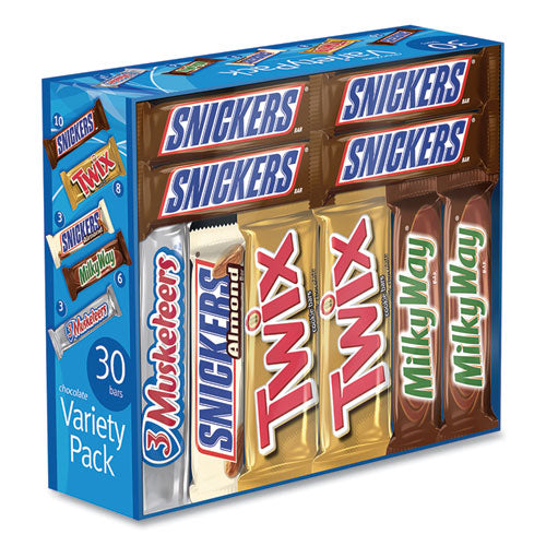 Full-Size Candy Bars Variety Pack, Assorted, 30/Box, Ships in 1-3 Business Days-(GRR22000085)