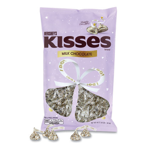 KISSES Wedding "I Do" Milk Chocolates, Gold Wrappers/Silver Hearts, 48 oz Bag, Ships in 1-3 Business Days-(GRR24600222)
