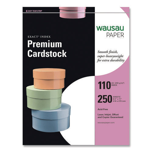 Exact Index Card Stock, 94 Bright, 110 lb Index Weight, 8.5 x 11, White, 250/Pack-(WAU4050848508)