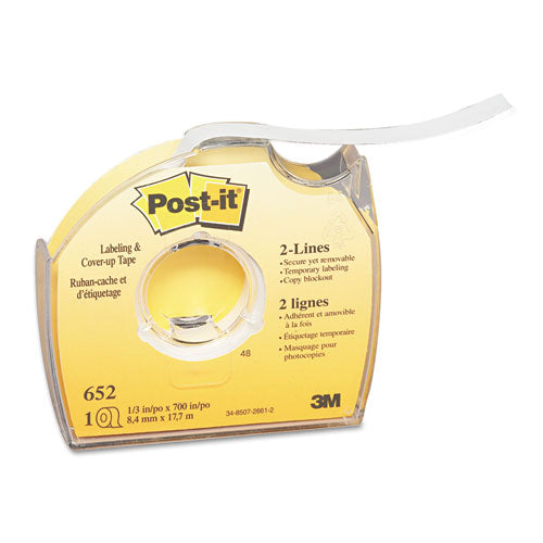 Labeling and Cover-Up Tape, Non-Refillable, Clear Applicator, 0.33" x 700"-(MMM652)