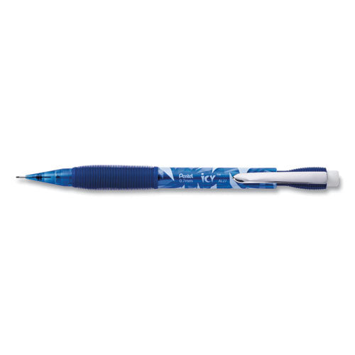 Icy Mechanical Pencil, 0.7 mm, HB (#2.5), Black Lead, Transparent Blue Barrel, 24/Pack-(PENAL27TCSWSPR)
